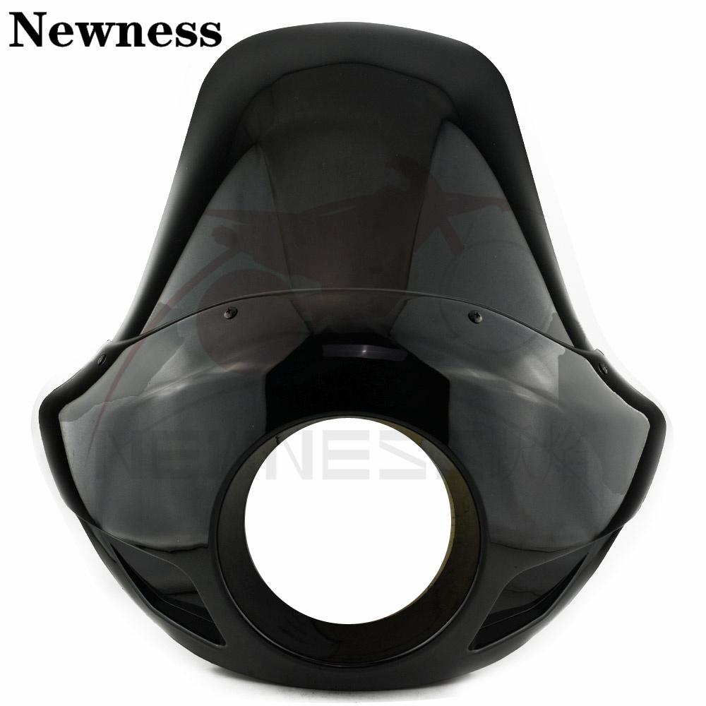 Gloss Black Motorcycle Headlight Fairing Mask 5 3/4" Headlamp Windshield Cover For Harley Sportster Iron Dyna FX XL 883 1200