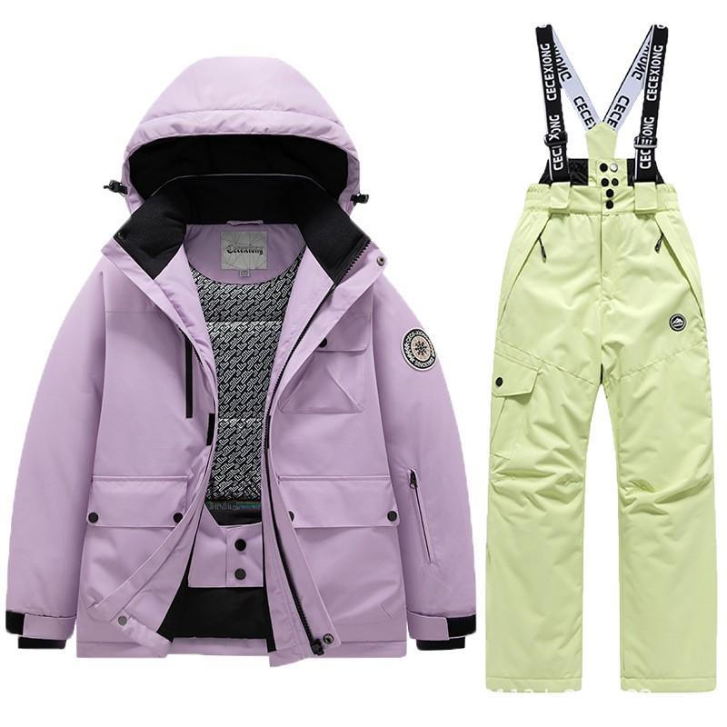 Kids Ski Suit Set Winter Waterproof Windproof Thermal Snowsuit Boys Girls 6-16 Years Outdoor Snow Travel