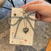 Bowknot Heart Bag Pendant Beaded Silver Bow Handbag Backpack Decoration For Bags Accessories CLE