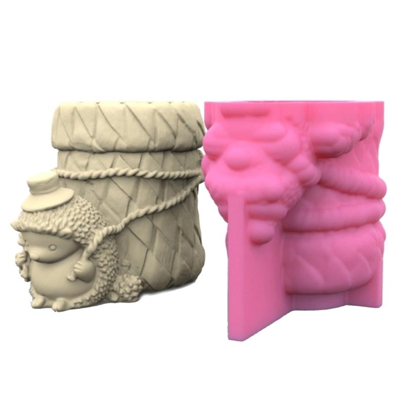 3D Brush Silicone Soap Molds Candle Molds Cute Hedgehog Clay Mould Cake Decorating Silicone Pen Holder Mold