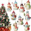 45553 Pcs Snowman Pendant Wooden Christmas Hanging Ornament Painted Hanging Snowman with Twine