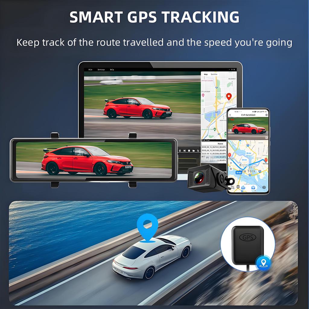 E-ACE 4K Dashcam Mirror 12 Inch Car Video Recorder Support 2.5K Waterproof Rear Camera ADAS WIFI GPS Black Box Dash Cam