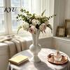 Stylish Balcony Decor Retro Curved Decorative Flower Vase, 3D Printed Flared Neck Plant Pots for Windowsill Minimalist Tabletop Floral Container
