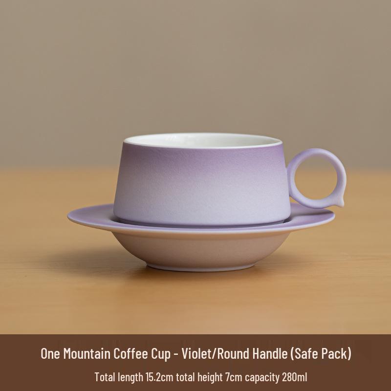 High-End Gradient Ceramic Coffee Cup & Saucer Set for Afternoon Tea