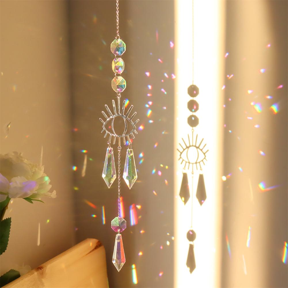 Crystal Star Sun Wind Chimes Hexagon Diamond Prisms Hanging Light Catcher Rainbow Make Window Curtains Pendant Home Room Deocr