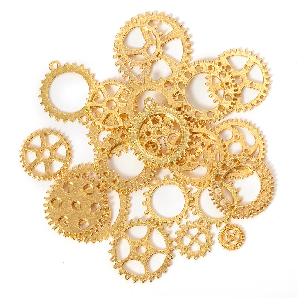 50g 100g Mixed Steampunk Gears Cogs Charms Pendant DIY Antique Metal Beads for Bracelets Crafts Jewelry Making Components