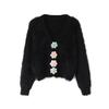 Kaslead New Arrival Women's Clothing Fashion Style Fashion Fastener Decoration Mohair Cardigan Sweater