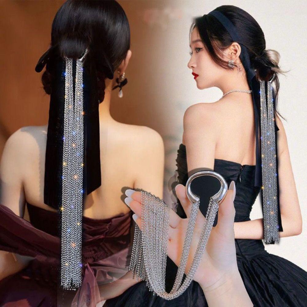 Alloy Tassel Ponytail Woven Chain Hairpins for Party and Dinner Dress Matching