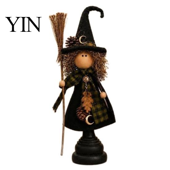 Halloween Lovers Collectibles Rustic Witch Resin Figurine, Fall Tabletop Decor, Vintage Farmhouse Autumn Home Decorations Statue for Mantel