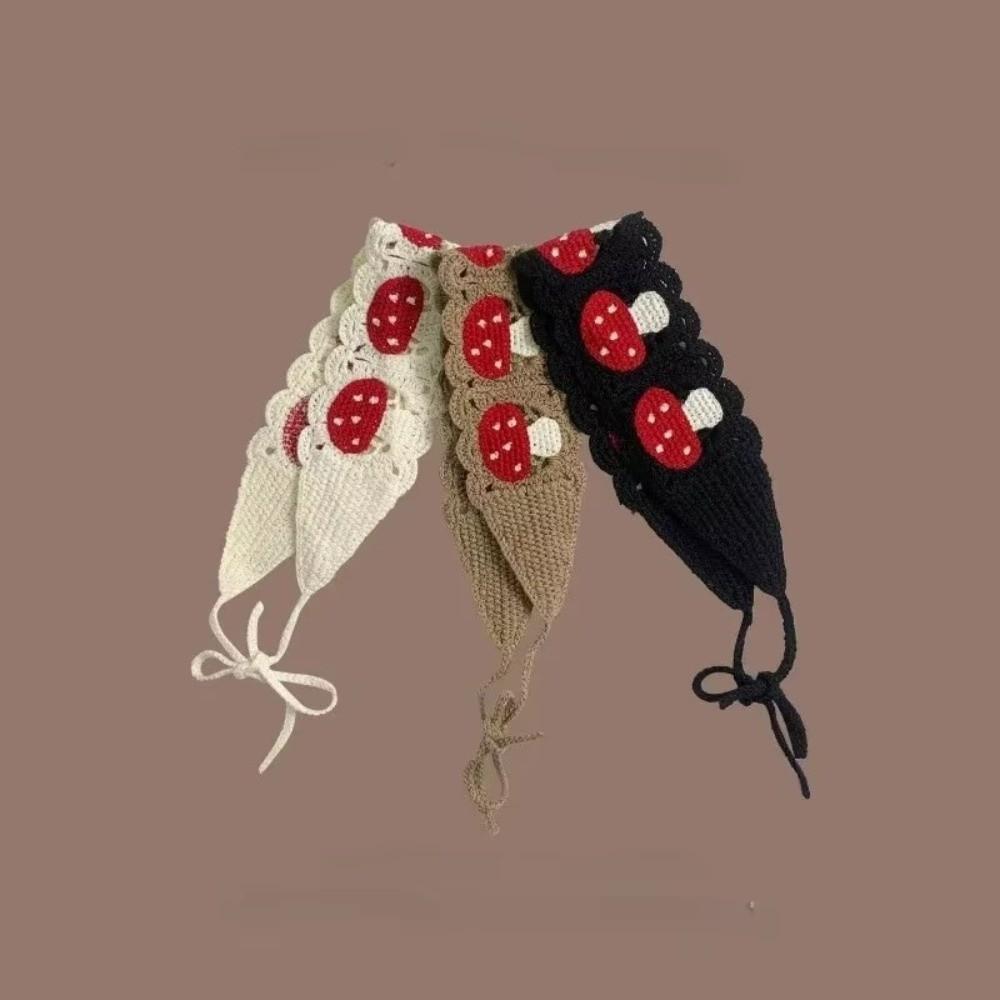 Knit Fabric Crochet Hair Bands Cartoon Design Hair Scarf Mushroom Hair Bands Holiday Season