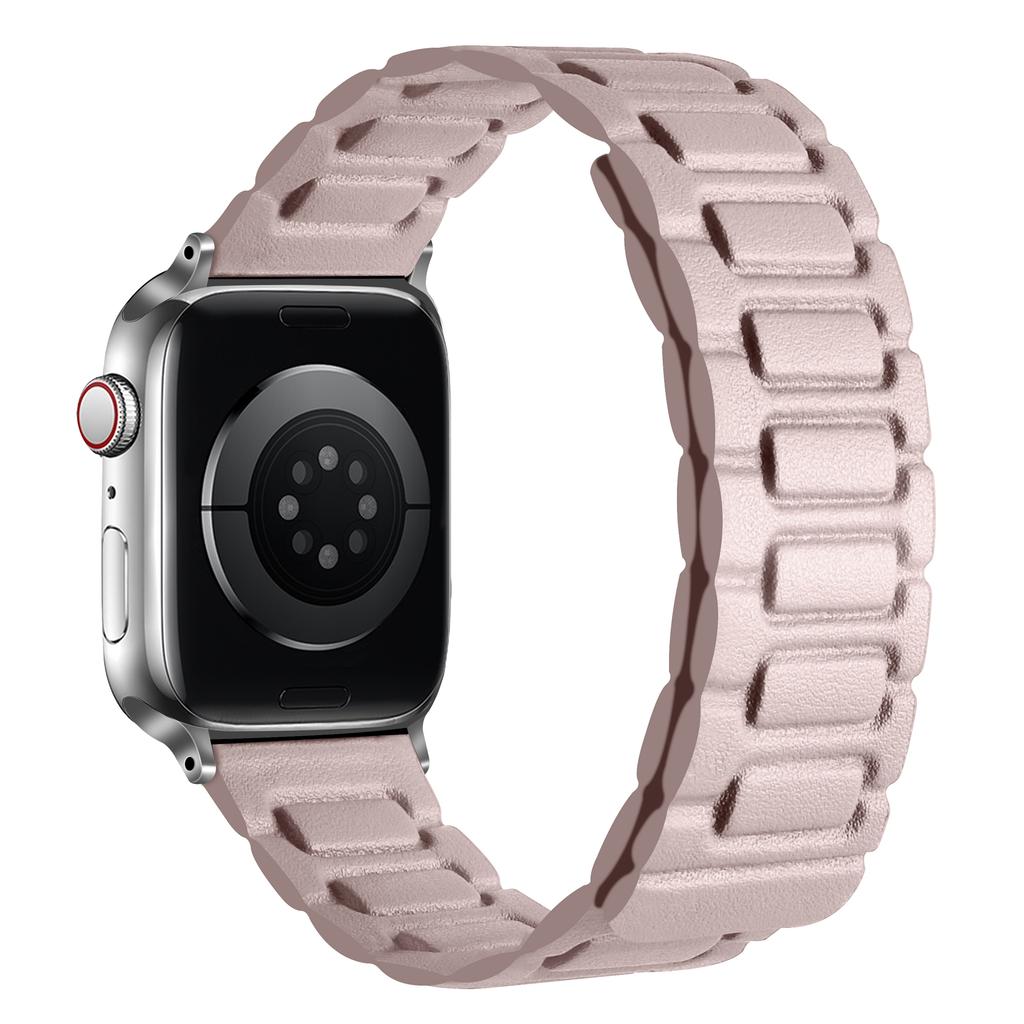 Ремешок для Apple Watch Series 10 9 8 7 SE 6 5 4 3 2 1 42мм 41мм 40мм 38мм магнитный кожаный ремешок с 3 бусинами