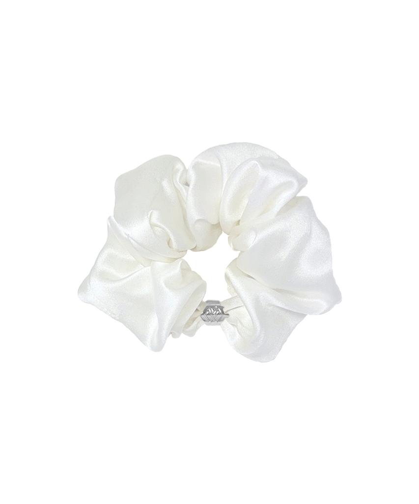 Шелковый scrunchie Aphrose с логотипом в рамке (белый)
