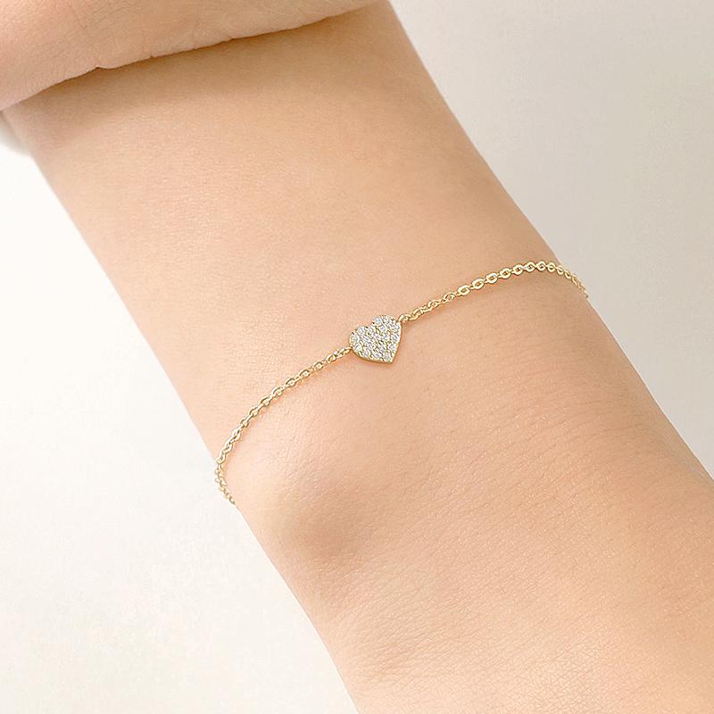 Mcel 14K Shine Heart Moisa Diamond Bracelet