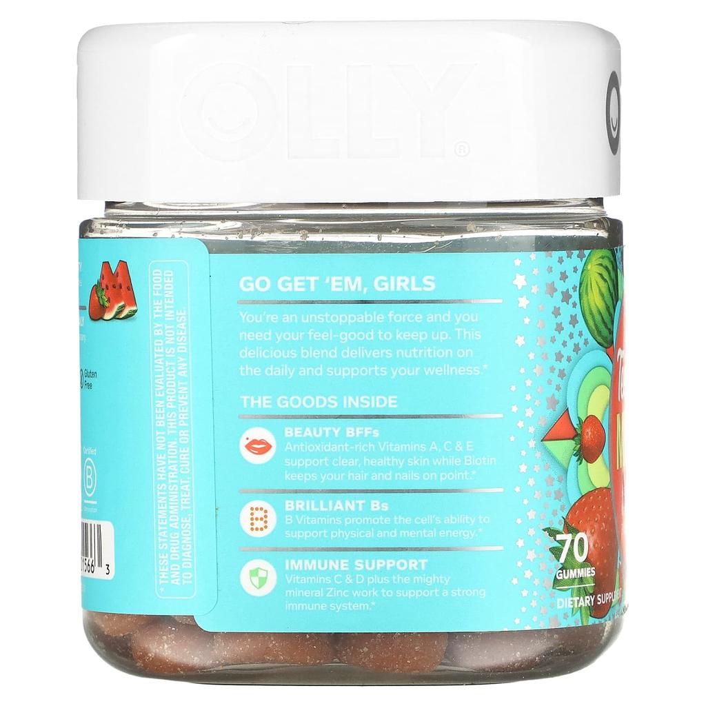 OLLY Teen Girl Multi, Berry Melon Bestis, 70 Gummies