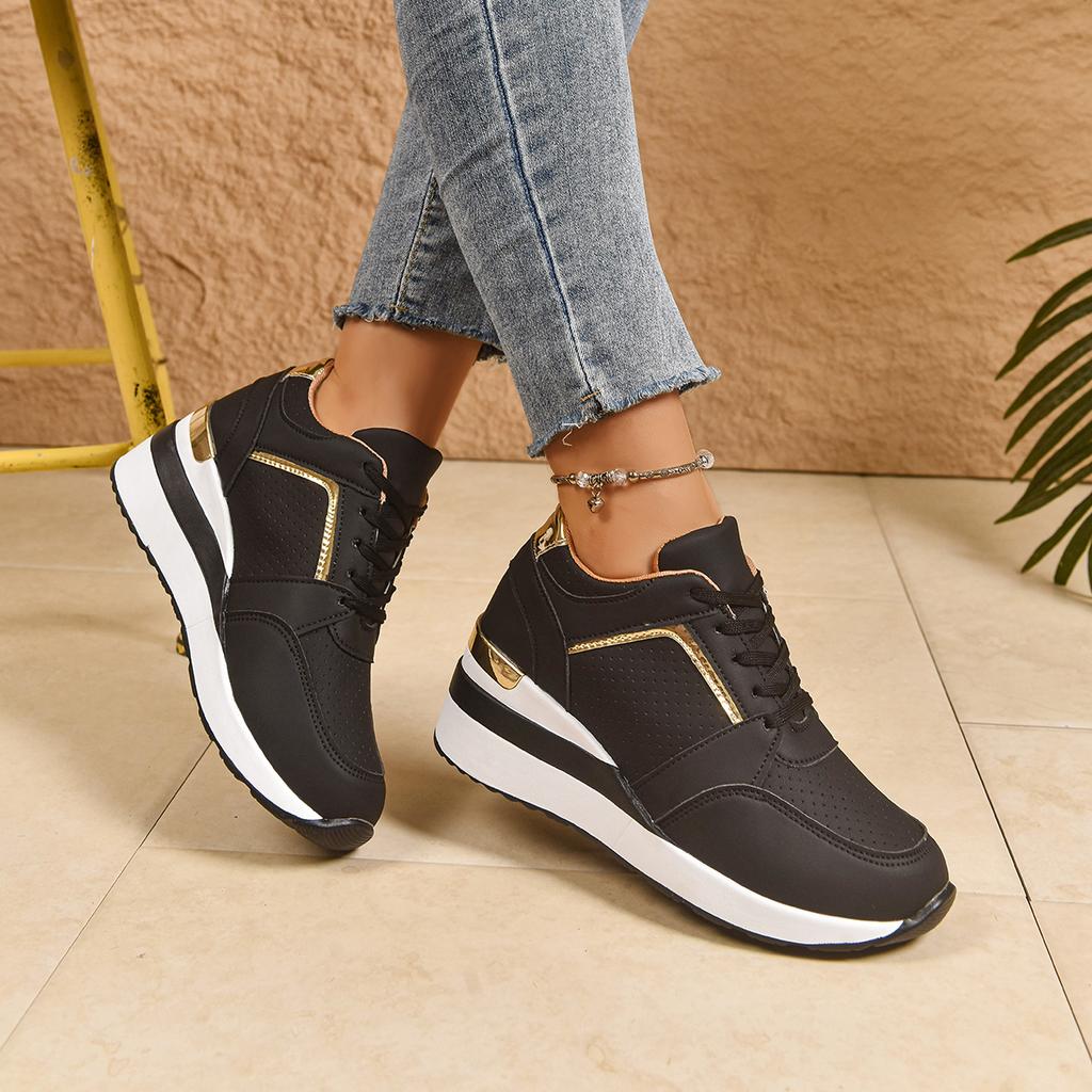Fashion Women Sneakers 2025 New Lace-Up Wedge Sport Shoes for Women Casual Platform Sneakers Ladies Lightweight Designer Shoes Female