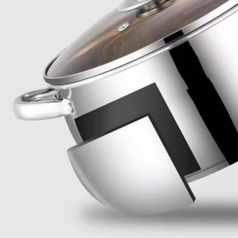 With Glass Lid Saucepan 24cm Outdoor Cooking Pot Thickened Soup Pot Induction Cooker Gas