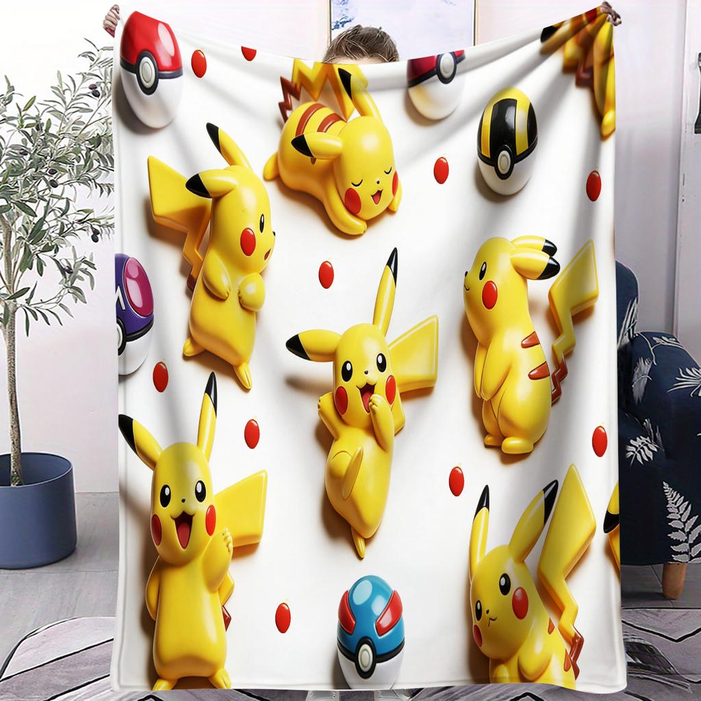 Pokemons Pikachu Cartoon Flannel Blanket For Office Home Camp Leisure Blanket Birthday Gifts Multifunctional Universal Blanket