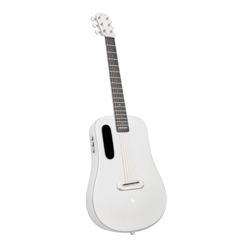 LAVA ME AIR Portable Carbon Fiber Acoustic-Electric Guitar. Beginner's Travel Guitar with Onboard Effects and Magnetic Pickup. Silver.