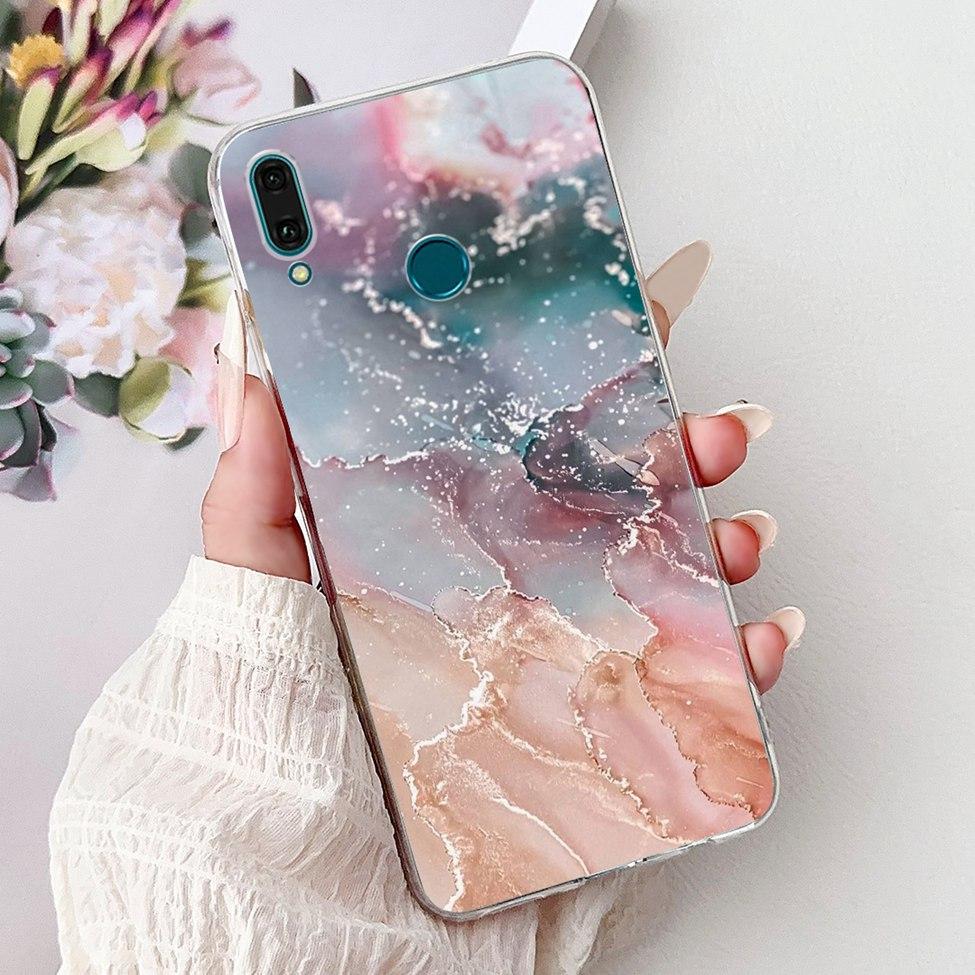 Clear For Huawei Y9 2019 Case Cover Cute Fashion Flowers Funny Cool Painted Soft Phone Case For Huawei JKM-LX1 JKM-LX2 JKM-LX3