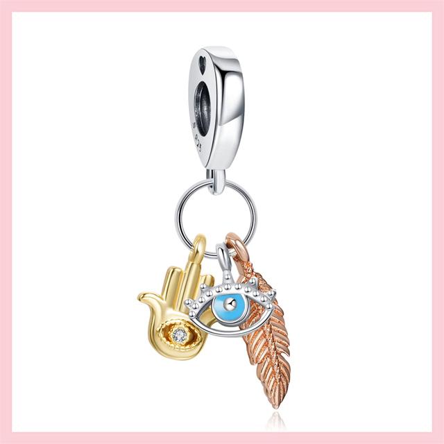 Бусины из стерлингового серебра 925 пробы с кубическим цирконием, подвески "Всевидящий глаз", подходят к оригинальному браслету, ювелирные изделия