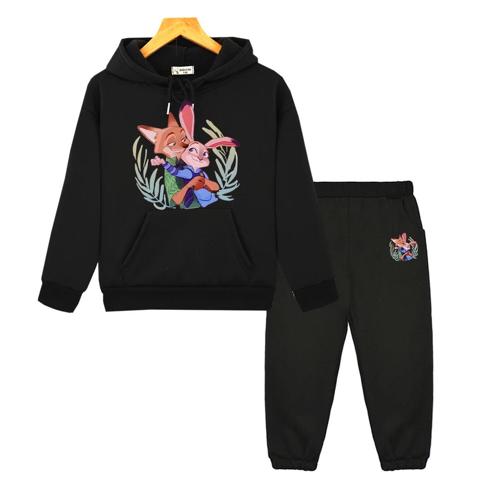 Zootopia 2 hoodies Fleece Sweatshirt boy girls Hooded Sports Sets y2k sudadera Casual pullover+Pant kids boutique clothes