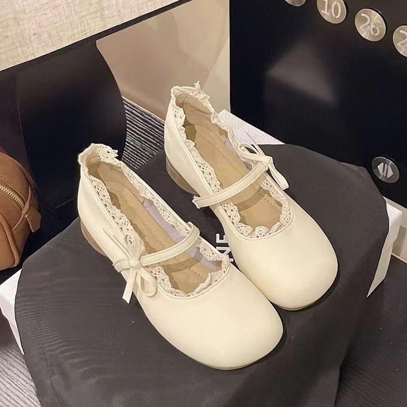 Gentle Wind French Bow Fragrant Wind Retro Mary Jane Shoes Pedal 2025 New Skirt Single Shoes Round Head Leather Shoes