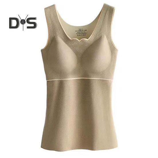 Женский осенне-зимний тепловой жилет, утолщенный плюшевый жилет без рукавов с V-образным вырезом, облегающий мягкий пуловер, мягкий эластичный низ без косточек, нижнее белье, майка