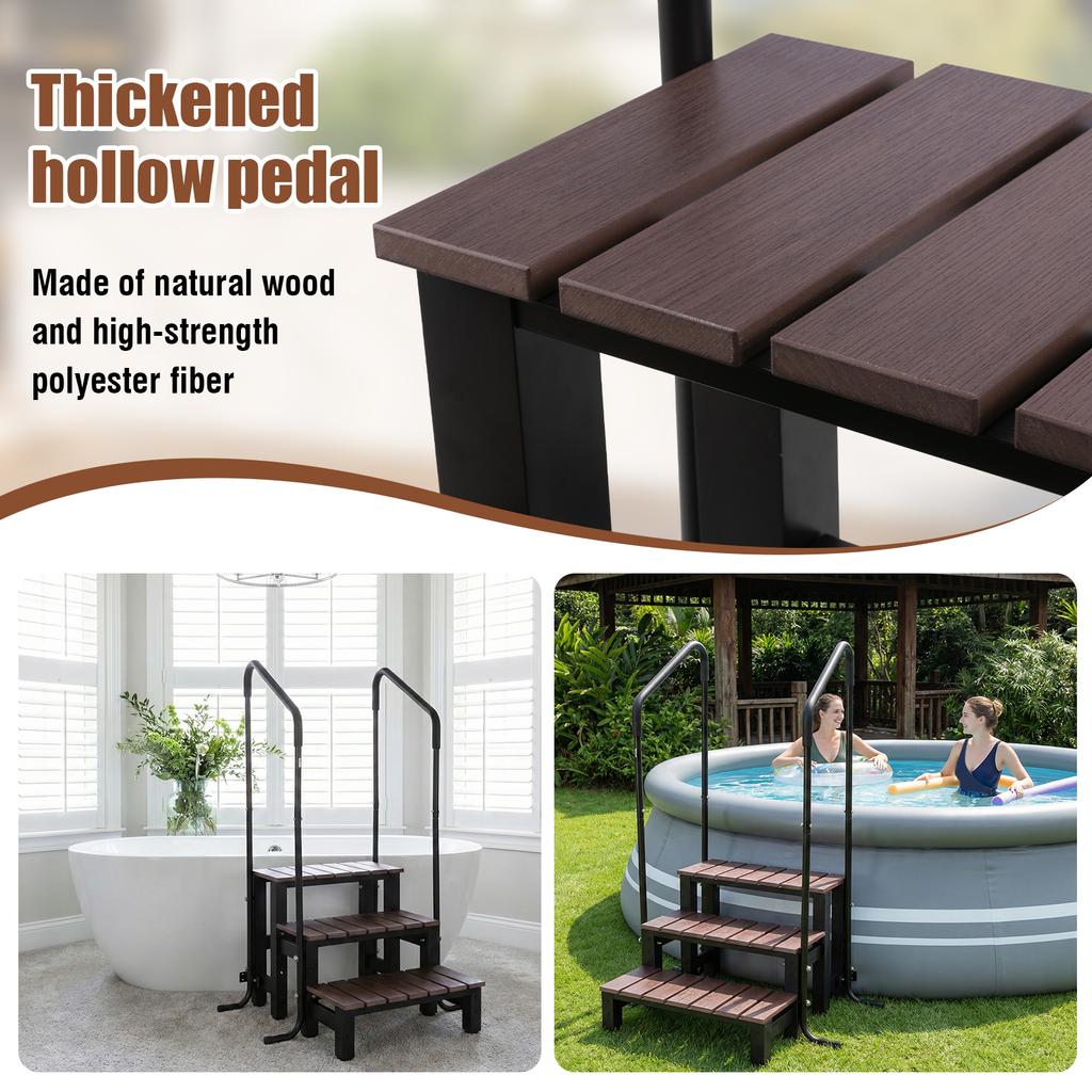 Ступени для гидромассажной ванны с нескользящей ручкой, портативные ступени для фургона с поручнем, грузоподъемность 550 фунтов, для кемпера, веранды, надземных бассейнов