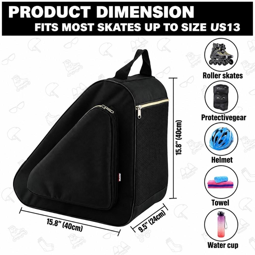 Durable Roller Skate Bag Waterproof Ice Skate Bag Back Mesh Pocket Inline Skate Bag Roller Skating