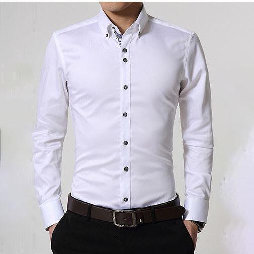 Men's Plus Size Long Sleeve Shirt Business Casual Slim Shirt