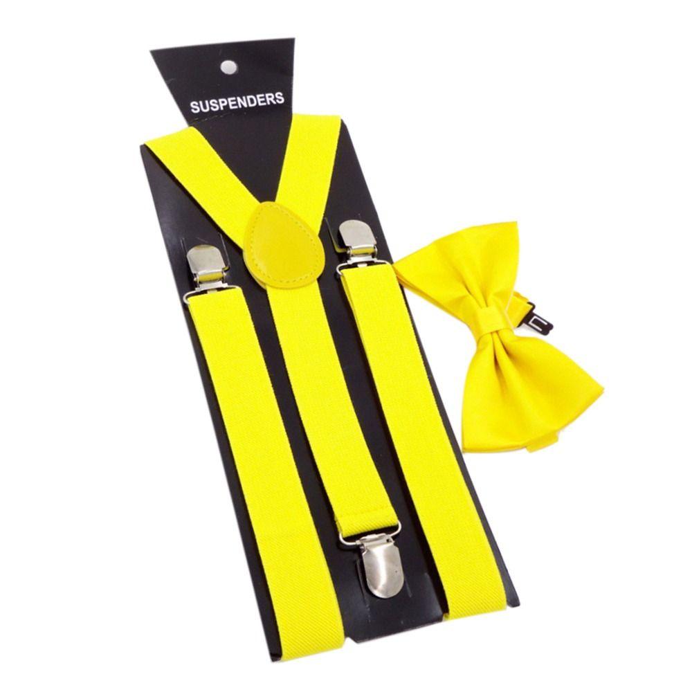 Эластичные мужские и женские однотонные подтяжки унисекс регулируемые ремни галстуки-бабочки комплект