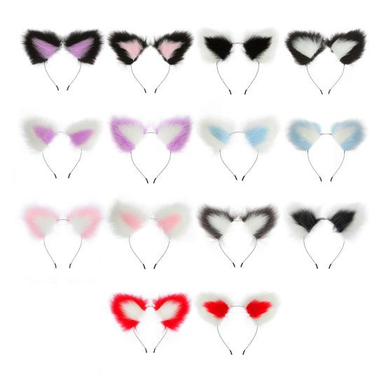 Плюшевый ободок с кошачьими ушками Прочный металлический ободок Универсальный дизайн Обруч для волос Реквизит для косплея Аксессуар для волос