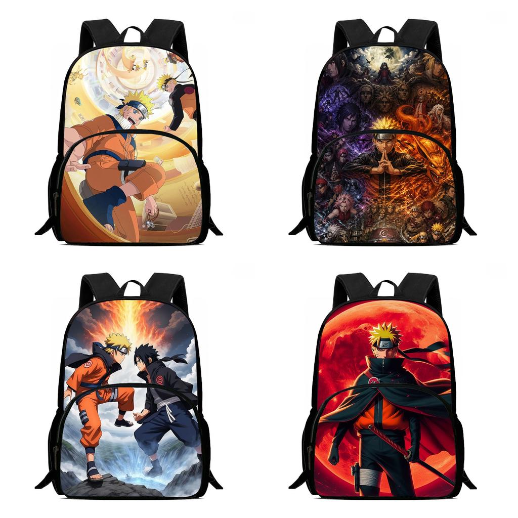 Детский рюкзак-мультфильм Аниме NARUTO, с регулируемым плечевым ремнем и передним карманом, легкий и прочный, для мальчиков и девочек в возрасте 6-10 лет