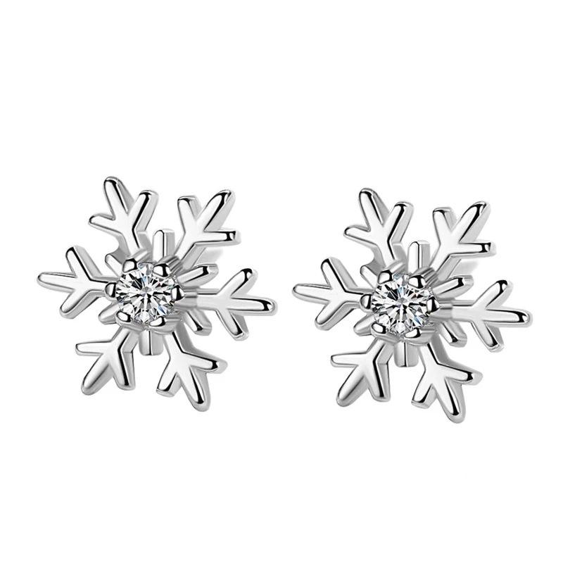 Серьги-пусеты Cao Shi Snowflake Zircon для женщин - Праздничные украшения на Рождество и Новый год