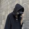 Темная трендовая мужская хип-хоп футболка оверсайз с капюшоном и коротким рукавом в корейском стиле