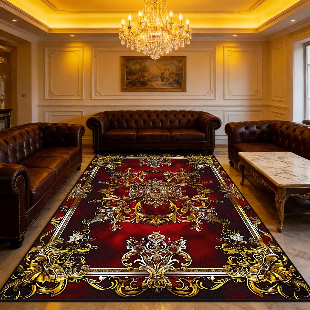Red Gold Luxurious Carpet Living Room Soft Decoration Home Sofa Area Rugs Non-slip Outdoors Bedroom Cloakroom Floor Mat Washable