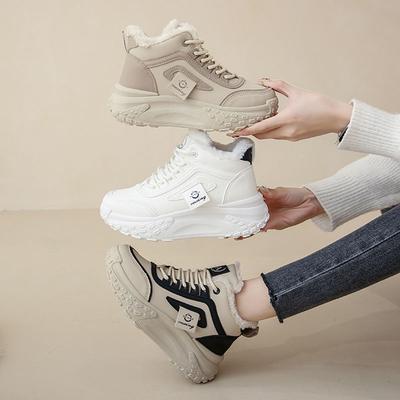 Зимняя новая женская обувь бархатные высокие кеды универсальная спортивная и повседневная обувь утолщенные теплые хлопковые ботинки мягкая подошва