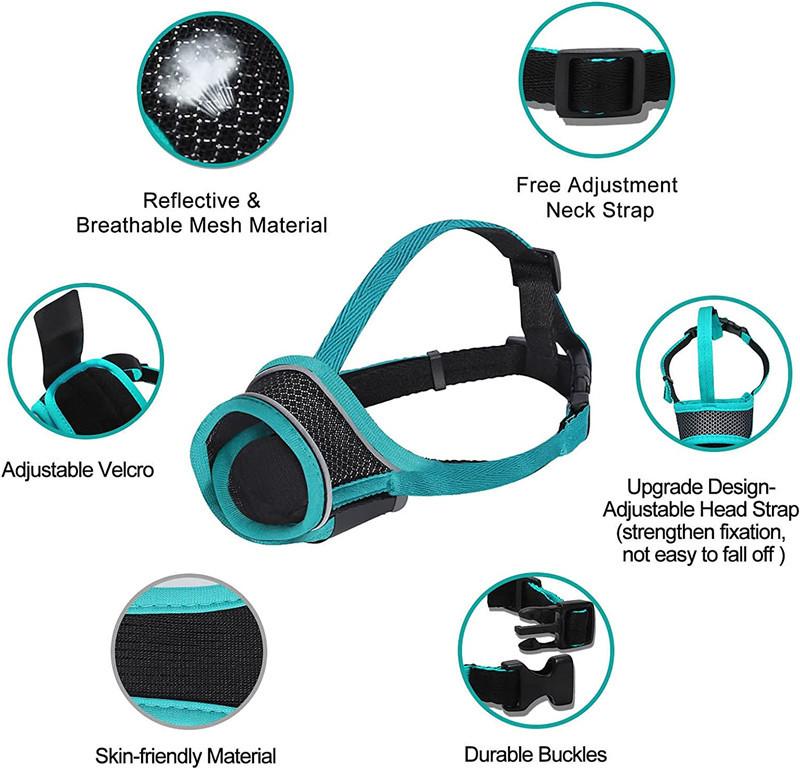 Усиленная воздухопроницаемая сетка и регулируемое кольцо. Повязка на рот для домашних животных. Повязка на рот для собак. Мягкая светоотражающая нейлоновая повязка на рот.