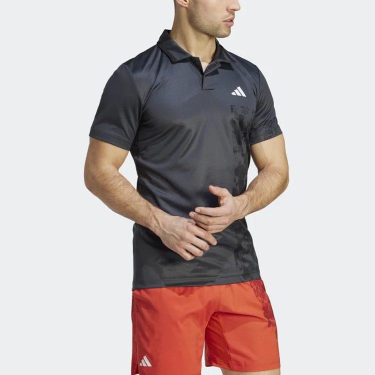 adidas Коллекция French Open SS23 Поло Мужское Угольно-Черный Воротник-поло Умеренный Прямой крой HZ1346