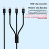 Кабель передачи данных Type-c One-to-three мощностью 100 Вт, подходит для Apple 16/15, кабель для зарядки Huawei, кабель для быстрой зарядки «три в одном»