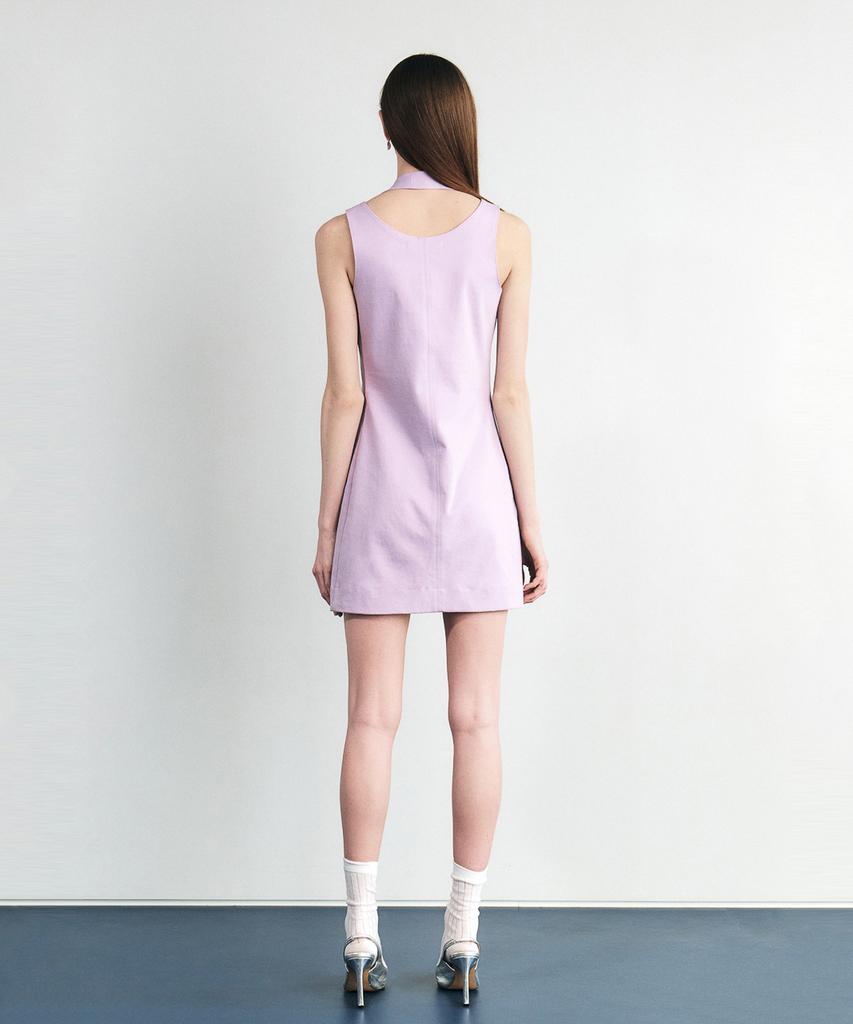 Sillot Twist Neck Sleeveless Mini Dress (Pale Purple)