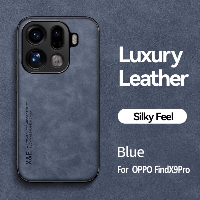 EUCAGR Роскошный Магнитный Ударопрочный Задний Чехол Из ПУ Кожи Для OPPO Find X9 Pro X9Pro С Металлической Пластиной Корпус Телефона Для OPPO Find X9