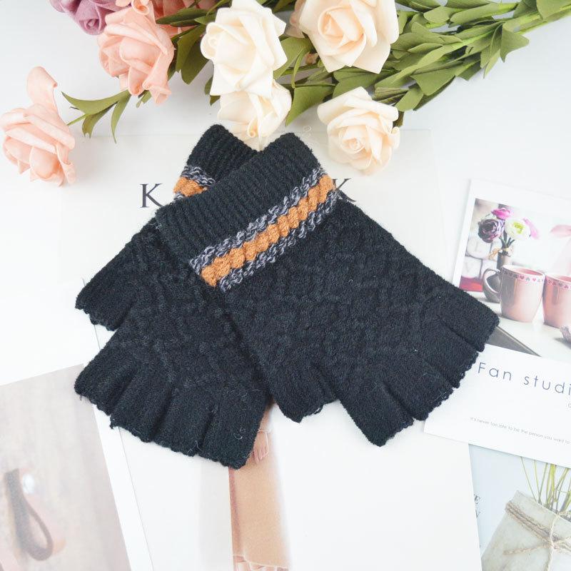 Мужские перчатки без пальцев зимние зимние теплые вязаные шерстяные утолщенные с открытыми пальцами