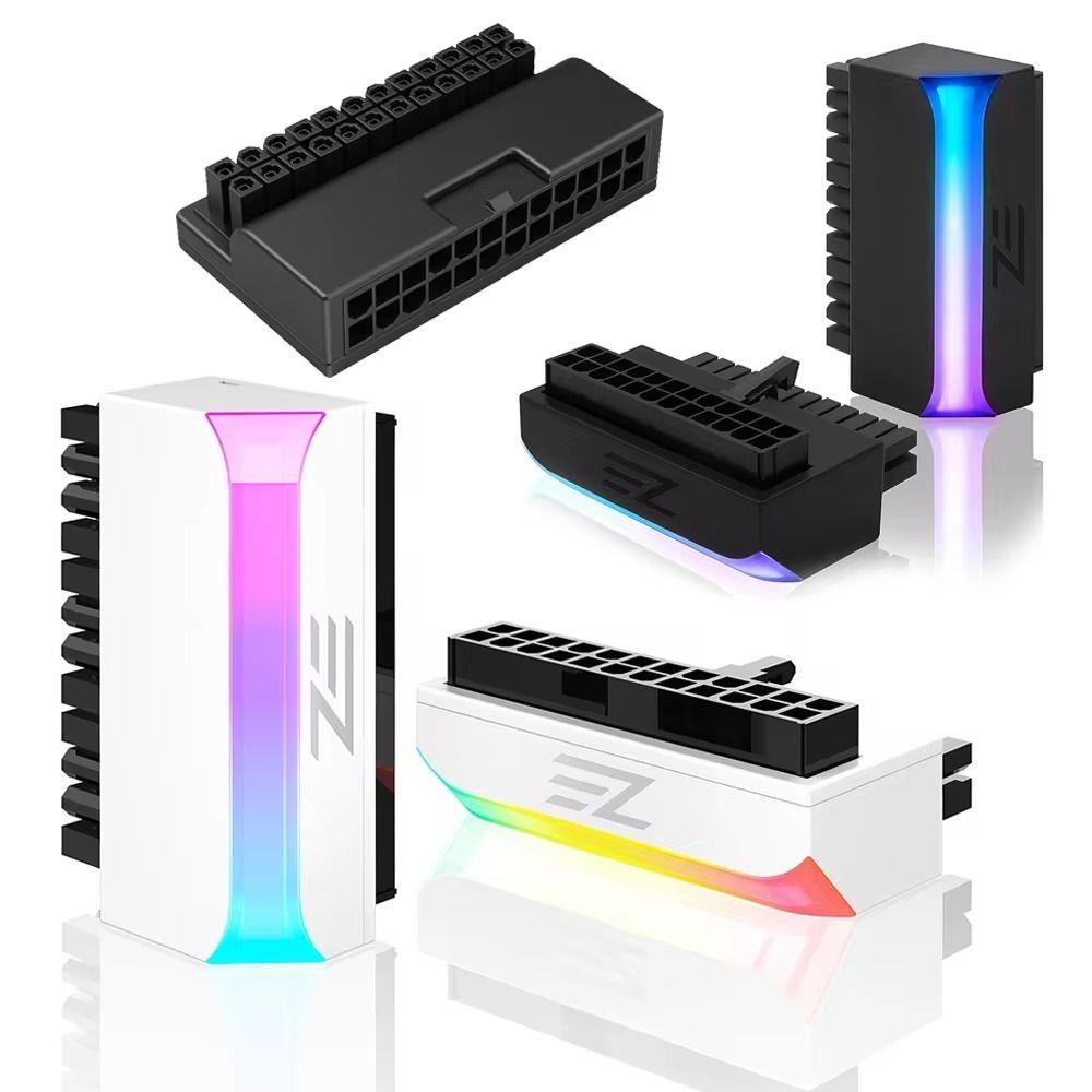 Mainboard ATX 24 Pin to 90 Degree ARGB Motherboard Power Supply Cable Power Plug Adapter  Desktop