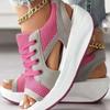 Large Size Summer Fish Mouth Flying Woven Casual Sports Sandals Lace-up Women's Beach Shoes