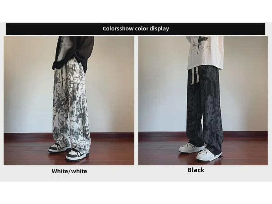 Мужские спортивные брюки прямого кроя с дизайном в стиле тай-дай и чернильными разводами