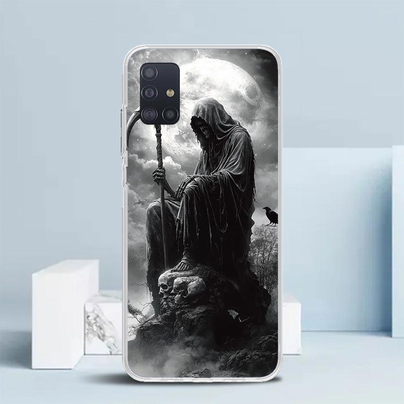 Смерть Жнец Череп Коса Мягкий Чехол для Samsung Galaxy A12 A22 A32 A52 A72 A02S Чехол для Телефона Note 20 Ultra 10 S10 Plus A51 A