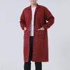 Men Long Coat Non Pilling Full Sleeve Solid Color Loose Single-breasted Pockets Thickened Dustproof