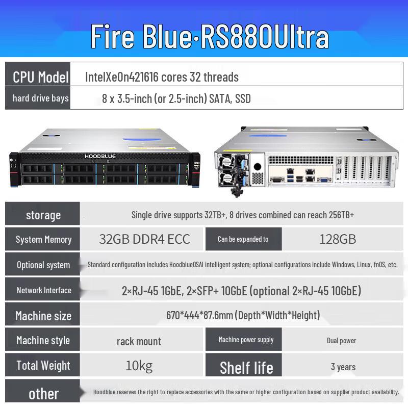 RS880 Ultra 8-Bay Enterprise Rackmount NAS Storage Server