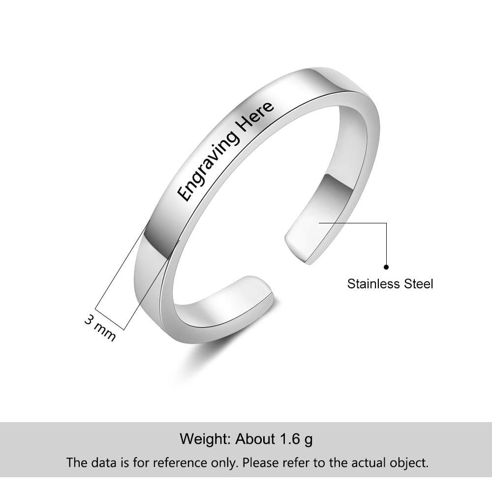 Персонализированное кольцо на палец Ювелирные изделия из нержавеющей стали Регулируемое Модное Стильное 3 Цвета для Женщин Кольца С индивидуальным Именем Шарм Юбилей Свадебное Помолвочное Повод